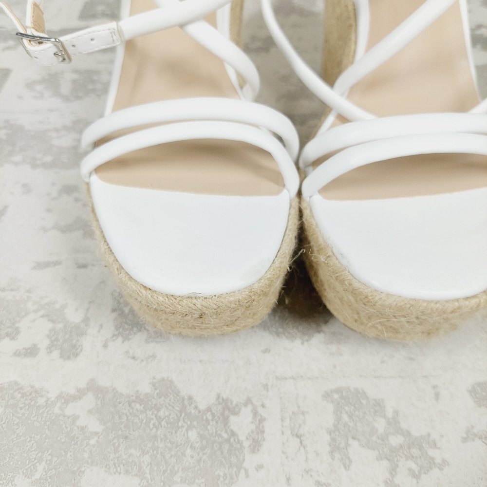 NEW BP White Cohan Espadrille Wedge Strappy Sandals V679 - Picture 12 of 13